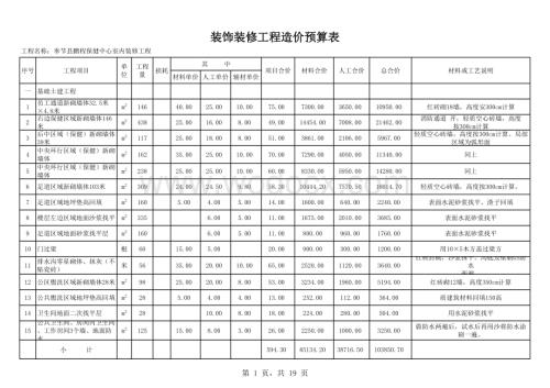 装饰装修工程造价预算表.xls