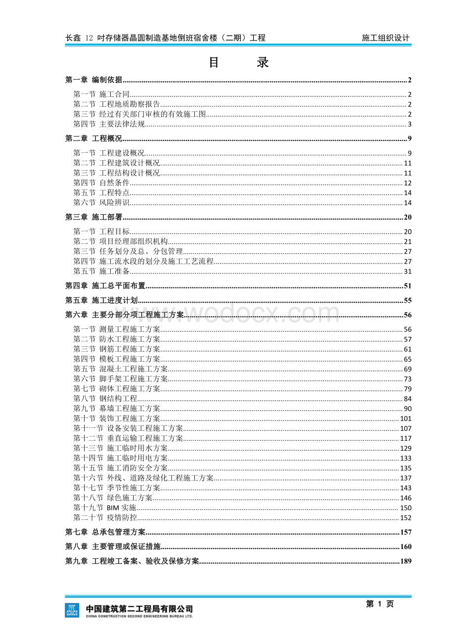 长鑫12吋存储器晶圆制造基地倒班宿舍楼（二期）施工组织设计.pdf_第2页