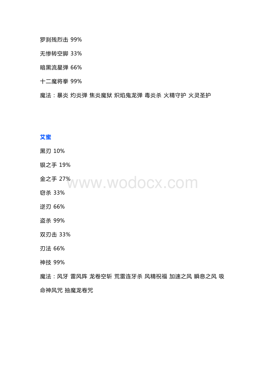 幻世录2所有人物特殊技、魔法汇总.docx_第2页