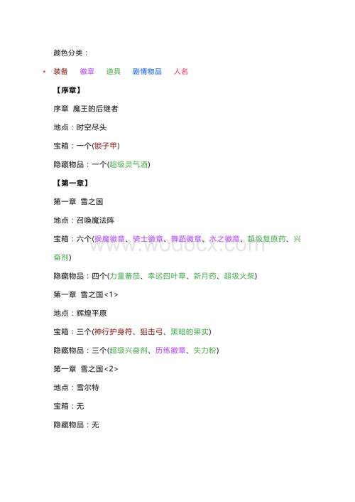 游戏资料：风色幻想SP宝箱、隐藏物品、隐藏关卡、隐藏剧情.docx