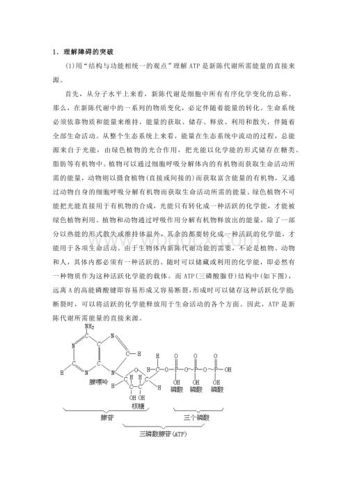 高中生物的新陈代谢与ATP.docx