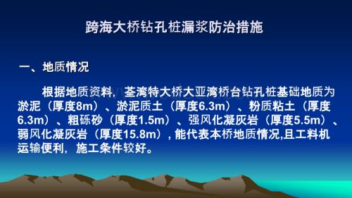 跨海大桥钻孔桩漏浆防治措施.pptx