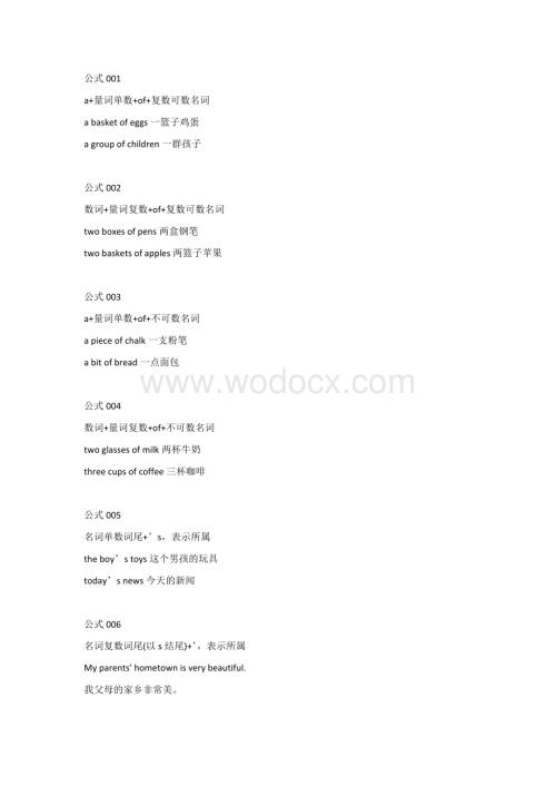 小初阶段100个重点英语语法公式.docx