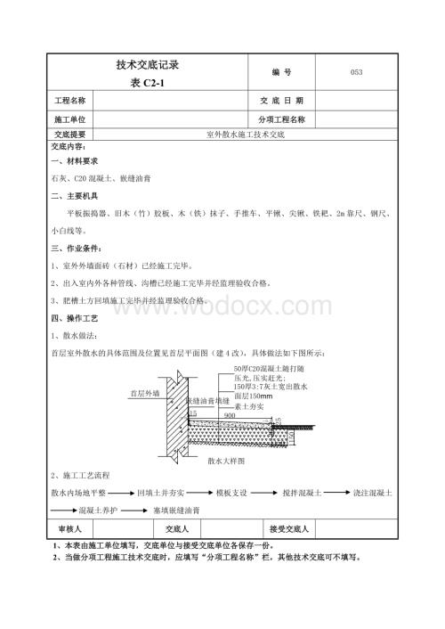 053室外散水施工技术交底.doc