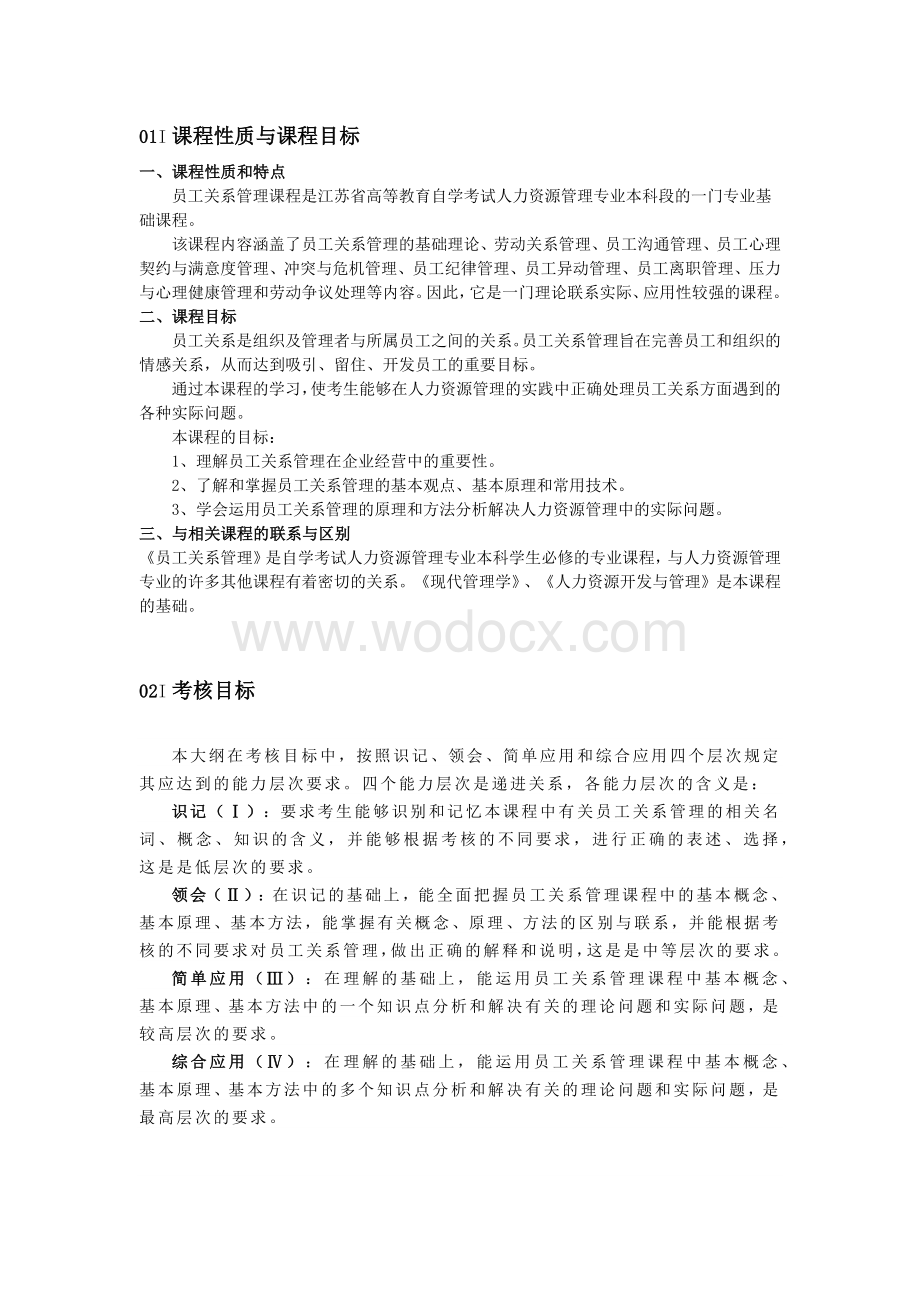 江苏自学考试员工关系管理考试大纲解析.docx_第1页