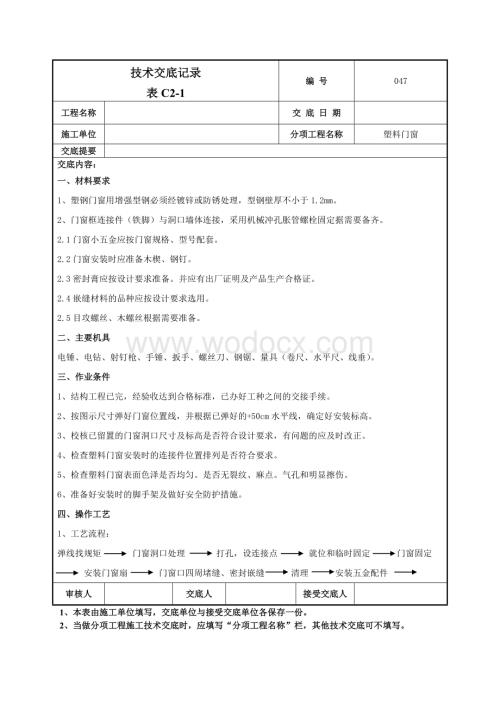 047门窗施工技术交底.doc