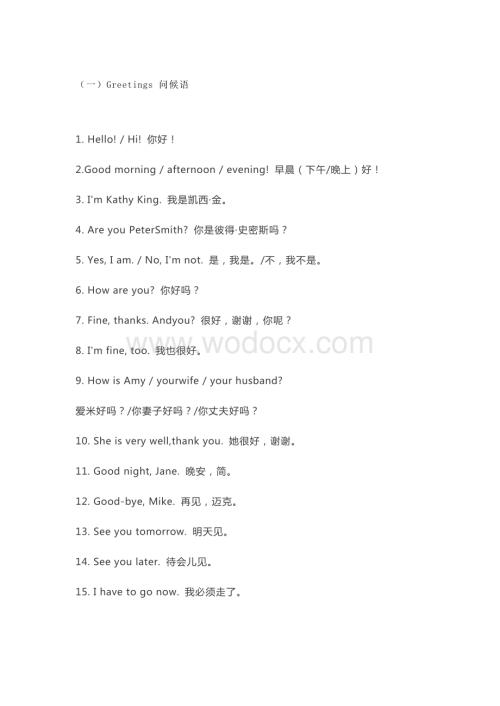 小学英语日常口语分类整理.docx