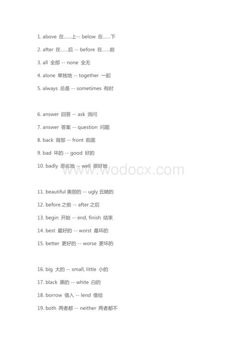 小学英语常见的120对反义词大全.docx