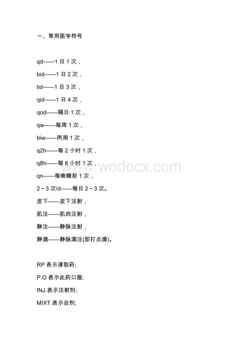 医学符号及常用药的别名.docx