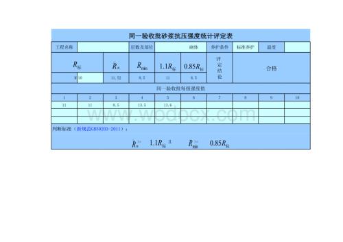 砂浆抗压强度计算表(自动统计评定).xls