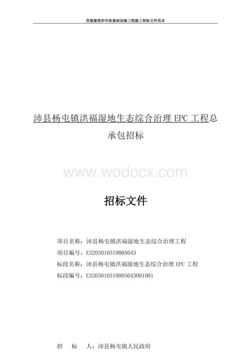 洪福湿地生态综合治理EPC工程招标文件.docx