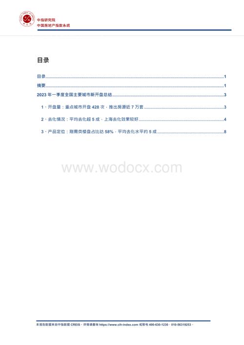 2023年一季度全国新开盘总结报告.docx