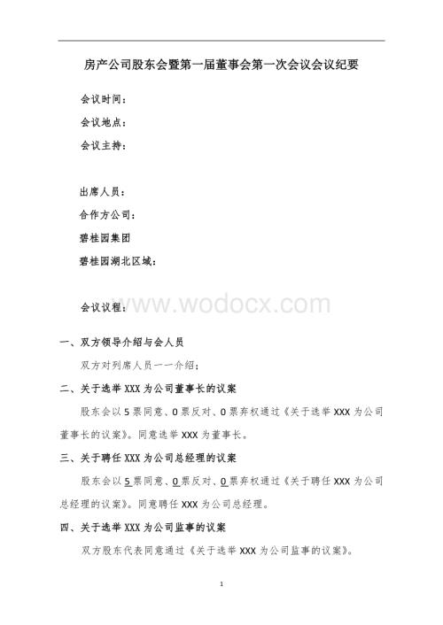 第一次股东会暨董事会会议纪要指引.docx