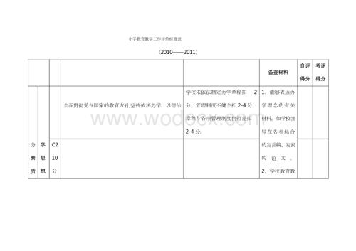 小学教育教学工作评价标准表.docx