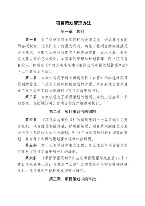 知名企业项目策划管理办法含表格.doc