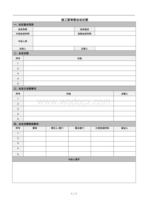 施工图审图会议纪要表.docx