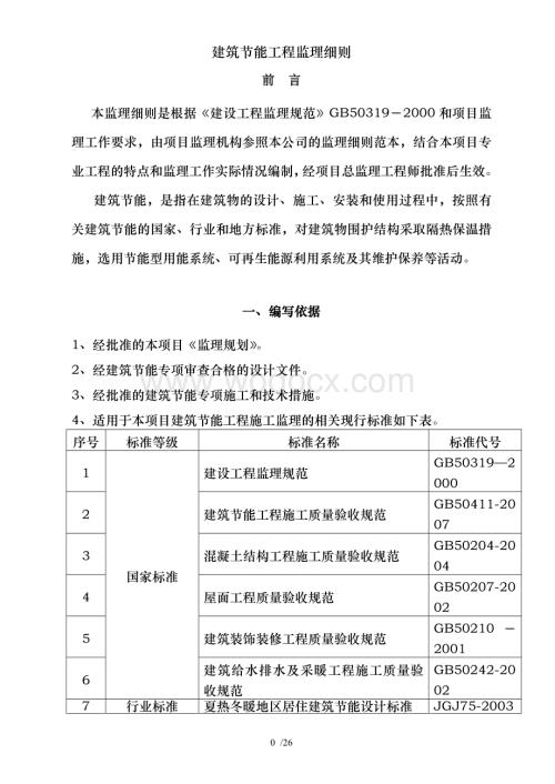 项目监理建筑节能工程工作细则.doc