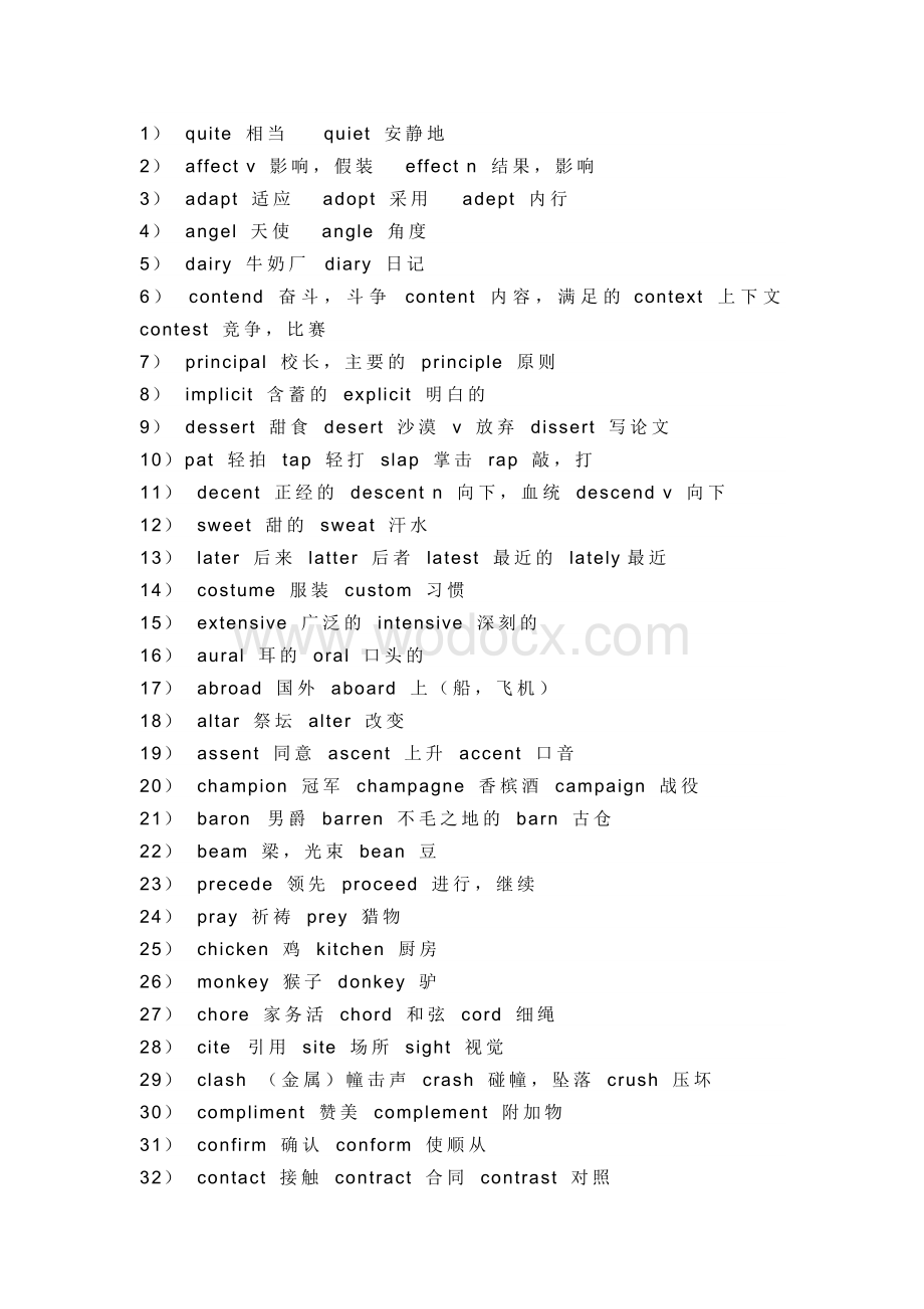 高中英语：140组容易拼错的形近词.docx_第1页