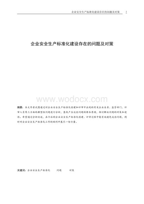 安全生产标准化体系建设存在的问题和对策.pdf