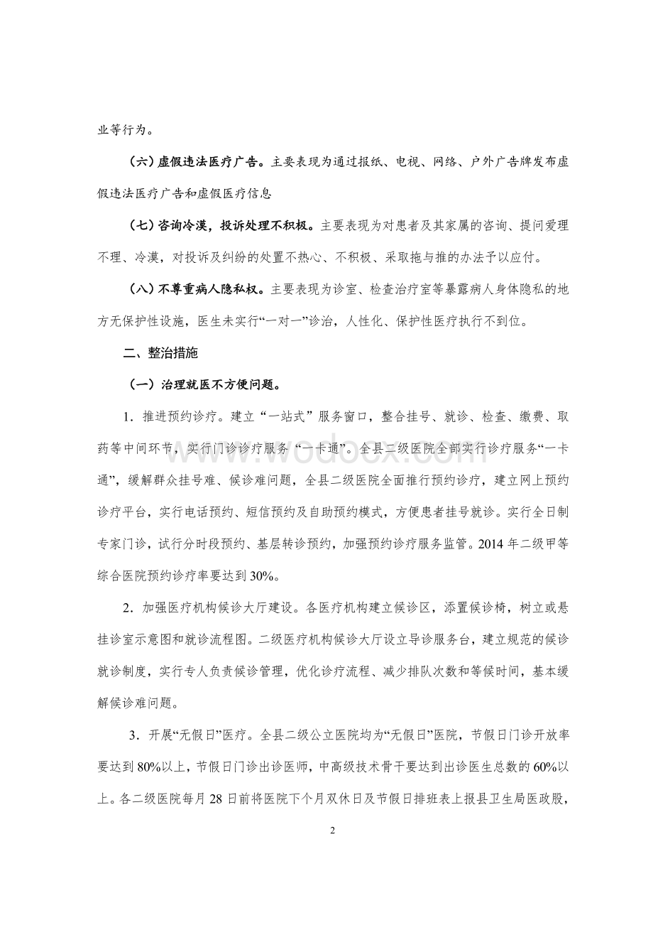 医疗服务不规范行为专项整治工作实施方案.doc_第2页