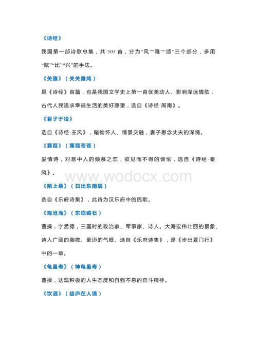 初中语文必考古诗词文学常识.docx