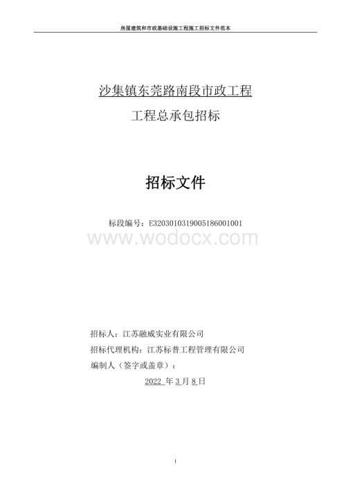 东莞路南段市政工程招标文件.pdf