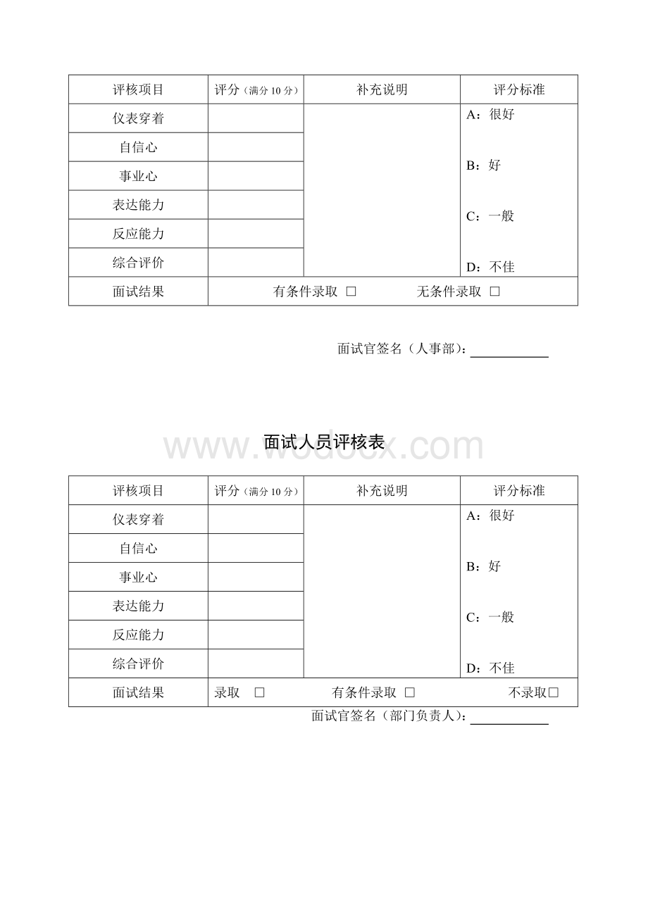 公司面试表格.doc_第2页