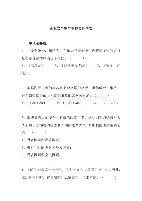 企业安全生产主体责任落实.doc