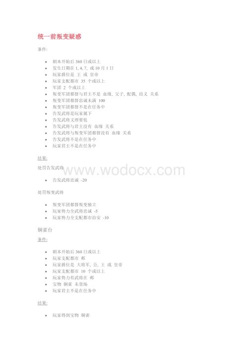 三国志11全剧情发生条件官方资料 – 非史实类事件.docx