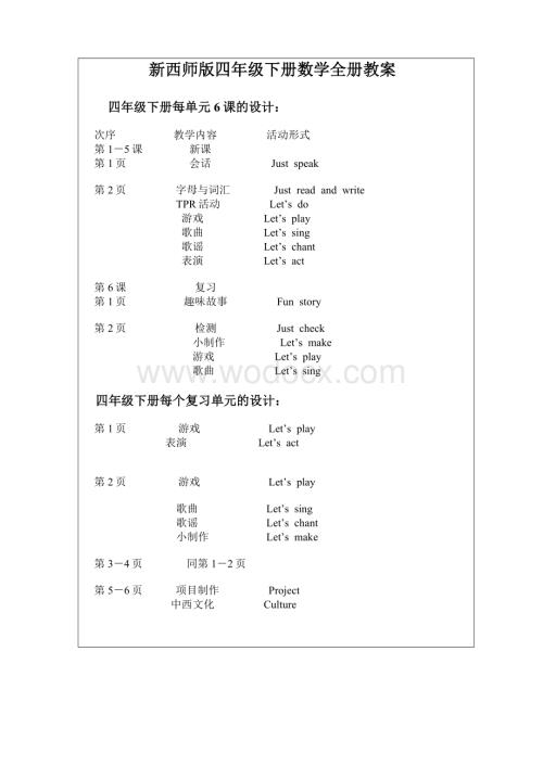 小学精通英语教案四年级下册(全册).doc