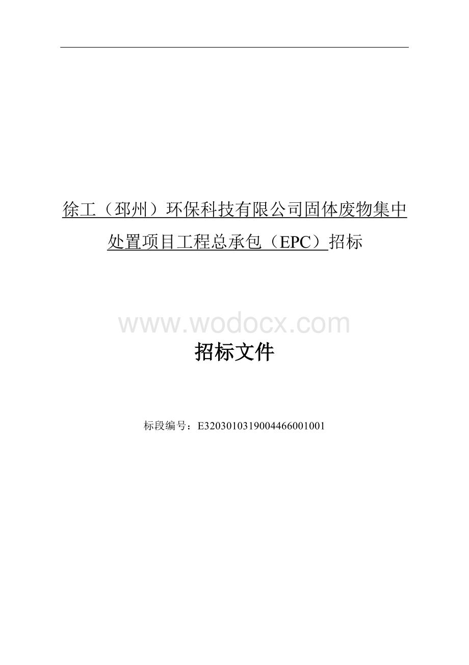 固体废物集中处置项目招标文件.docx_第1页