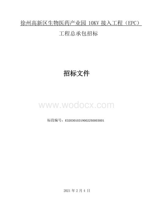 生物医药产业园10KV接入工程招标文件.docx