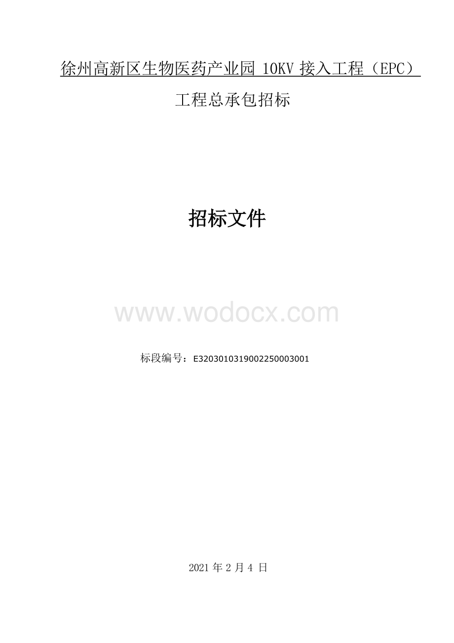 生物医药产业园10KV接入工程招标文件.docx_第1页