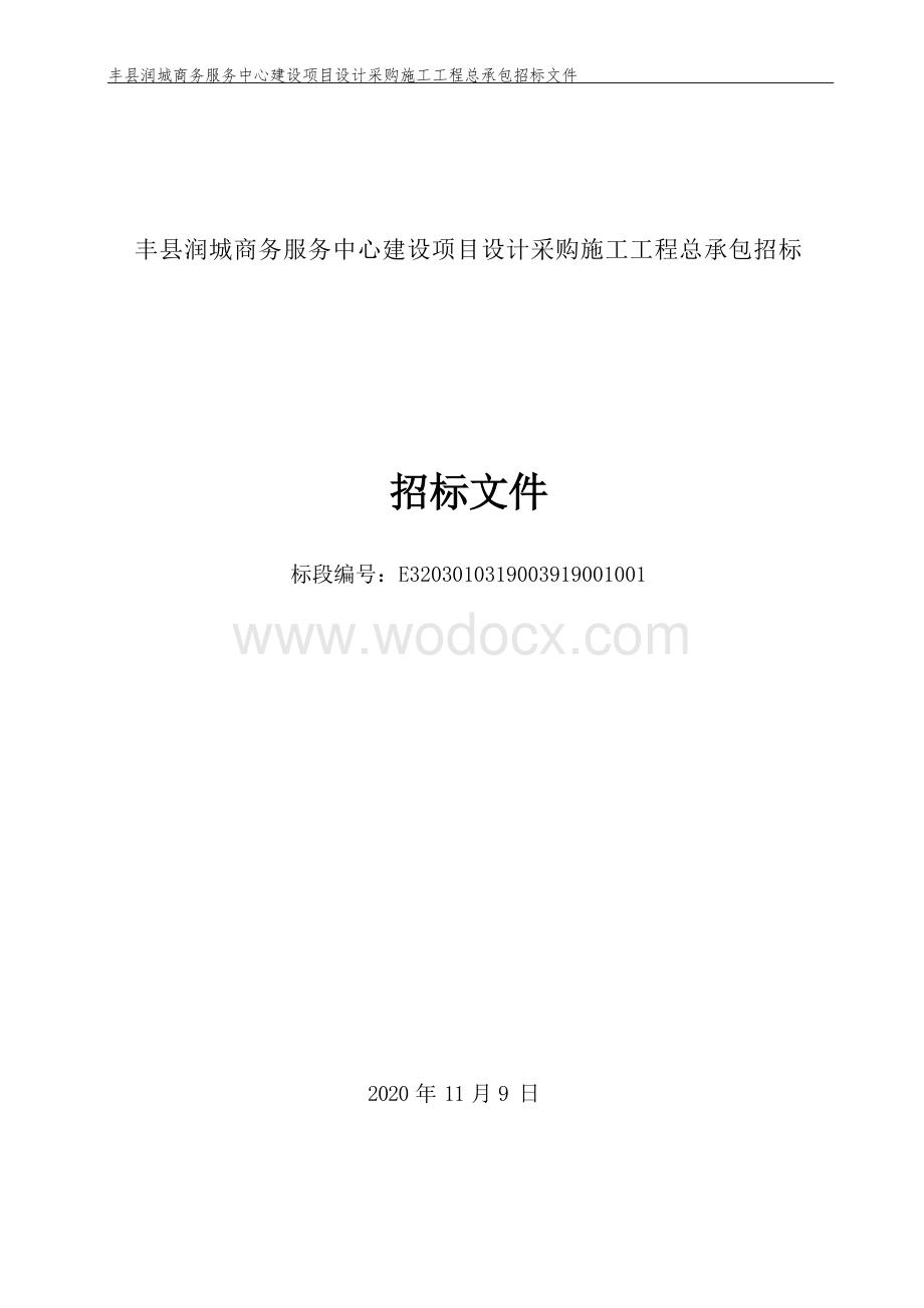 商务服务中心建设项目总承包招标文件.docx_第1页