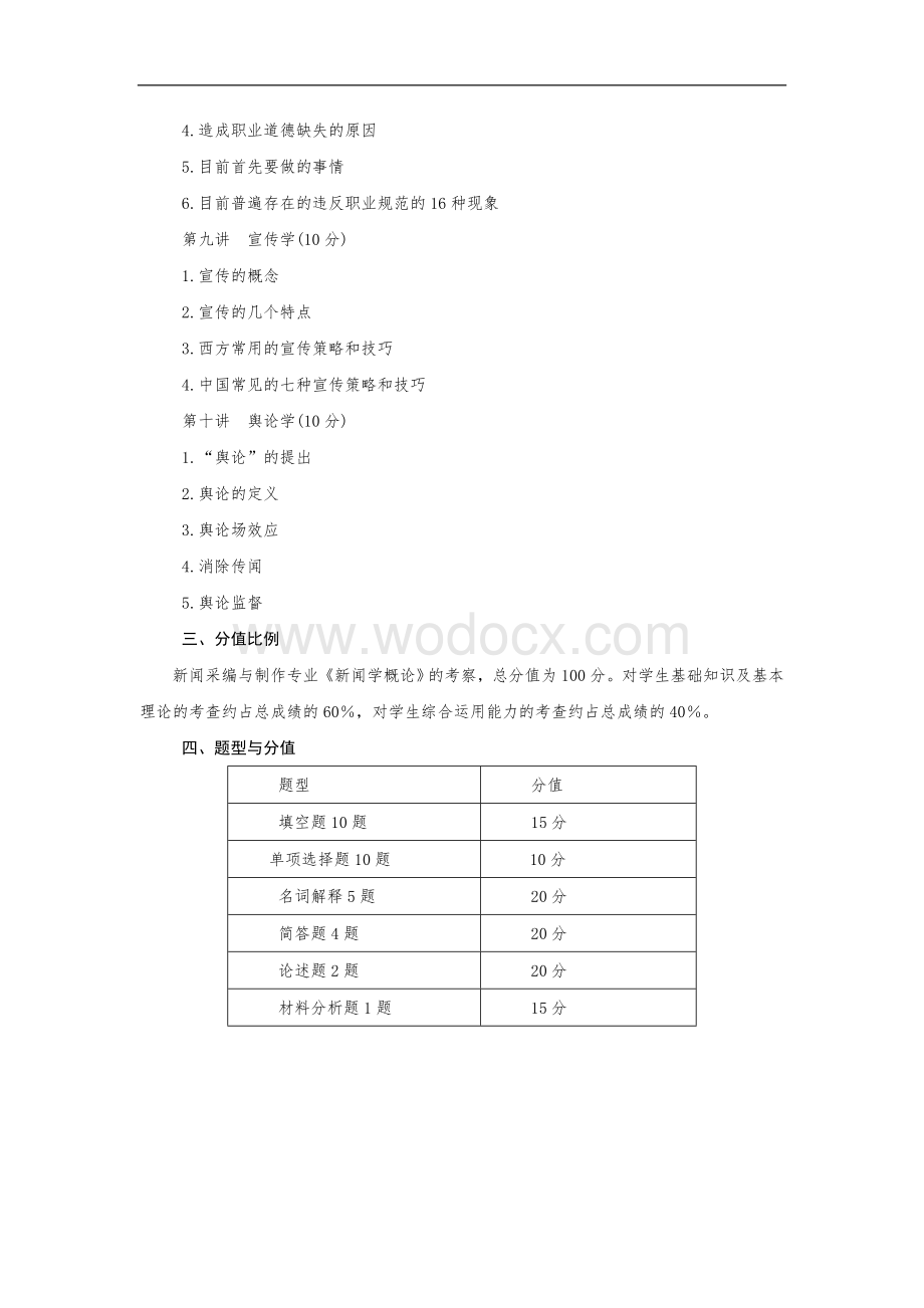 新闻专新闻学概论考核大纲.doc_第3页