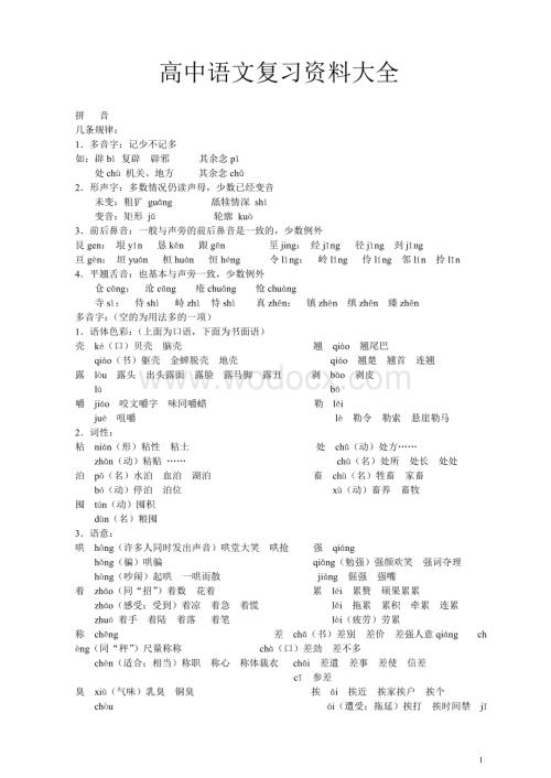 高中语文复习资料大全.doc