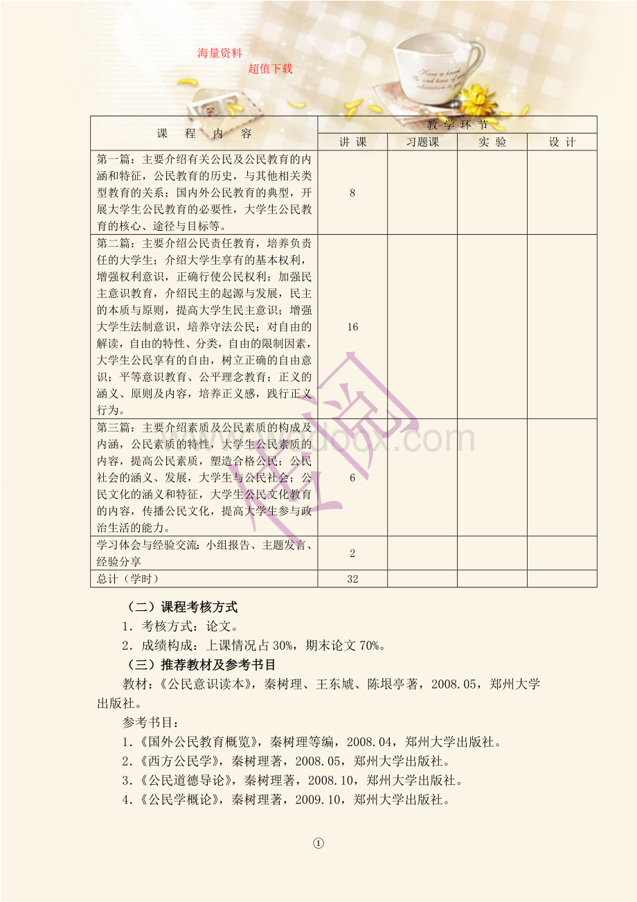 《大学生公民素质教育》课程教学大纲.doc_第2页