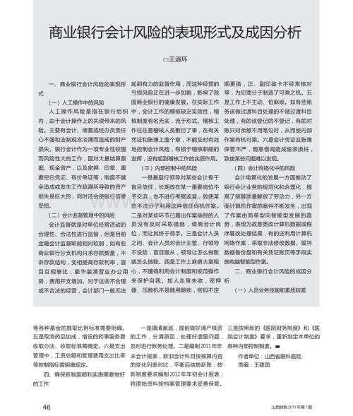 商业银行会计风险的表现形式及成因分析.docx