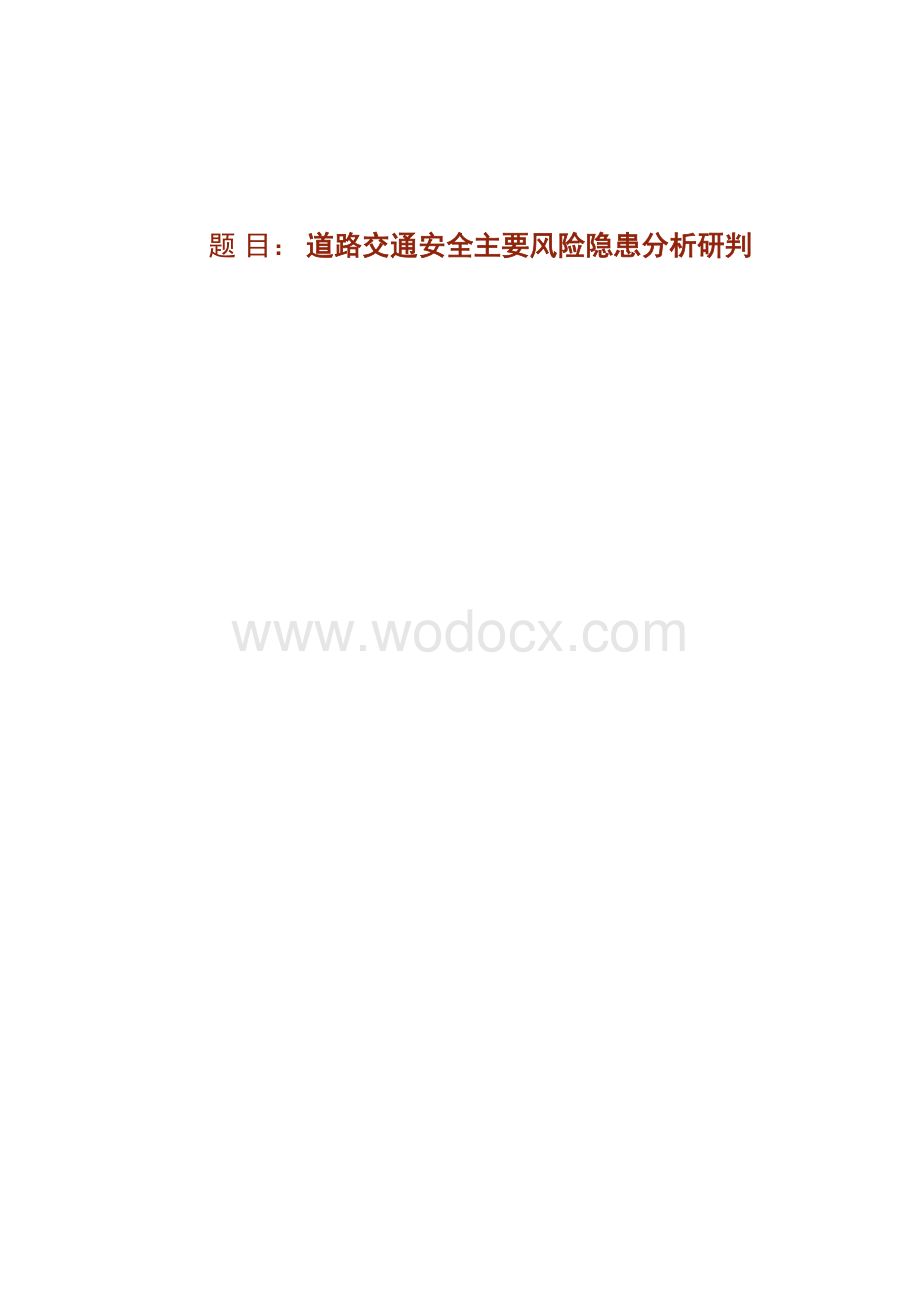 道路交通安全主要风险隐患分析研判.docx_第1页