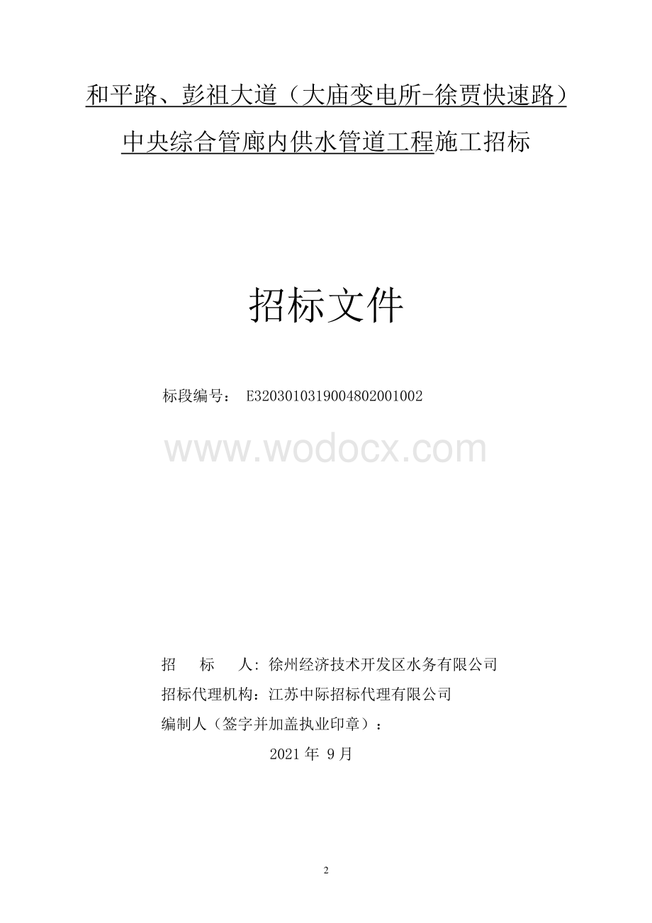 中央综合管廊内供水管道工程招标文件.pdf_第2页