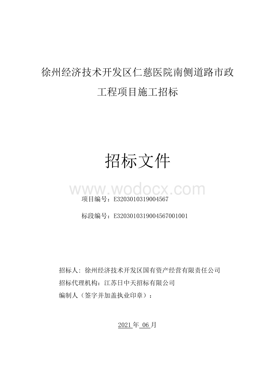 医院南侧道路市政工程招标文件.pdf_第1页