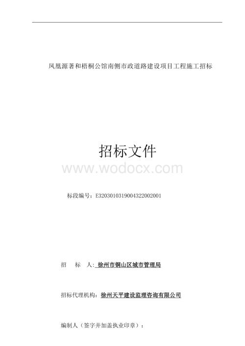 凤凰源著南侧市政道路项目招标文件.docx