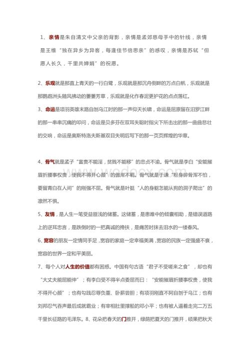 初中语文作文素材：40个主题高分段落范例.docx