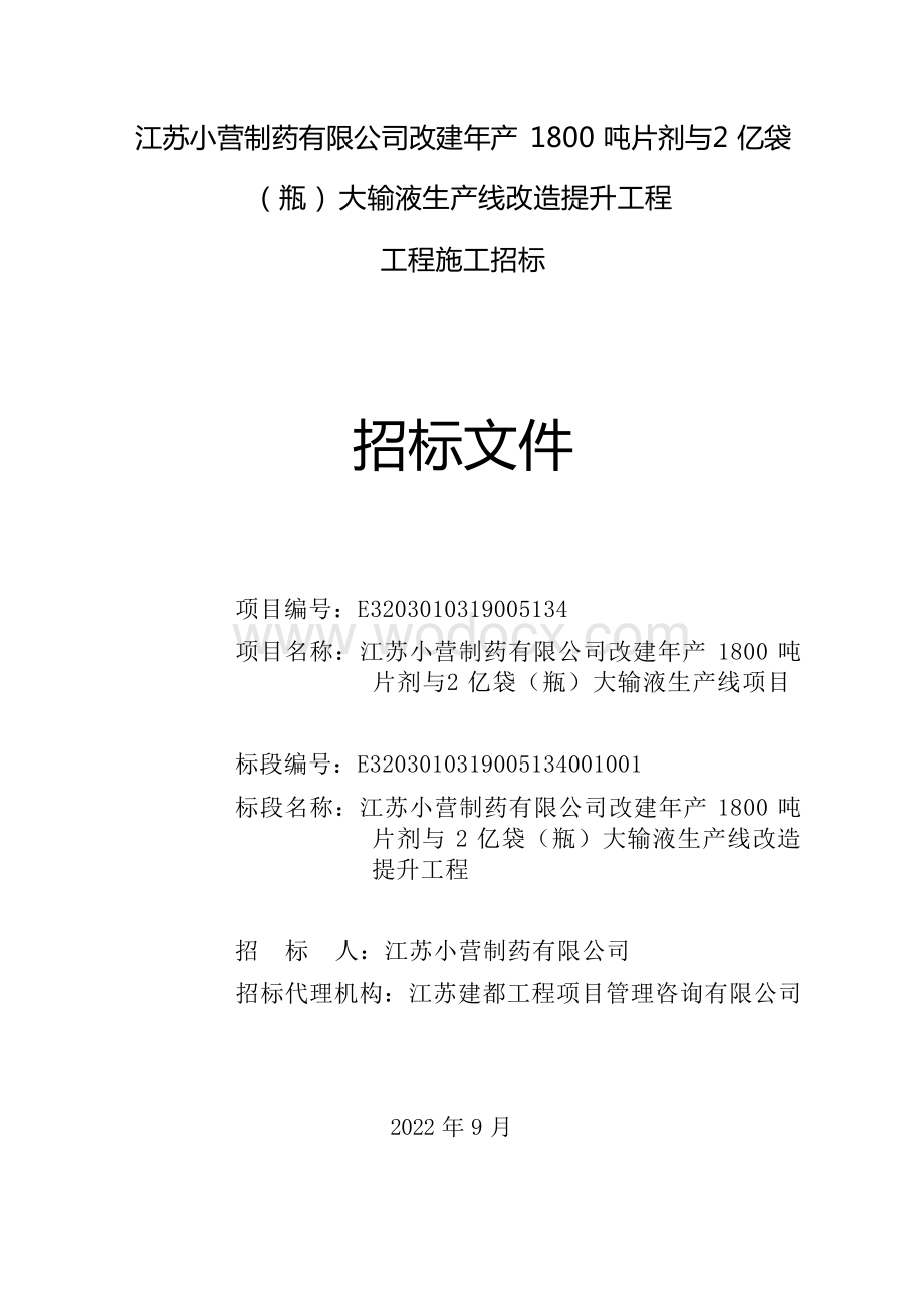 制药公司生产线改造提升工程招标文件.docx_第1页