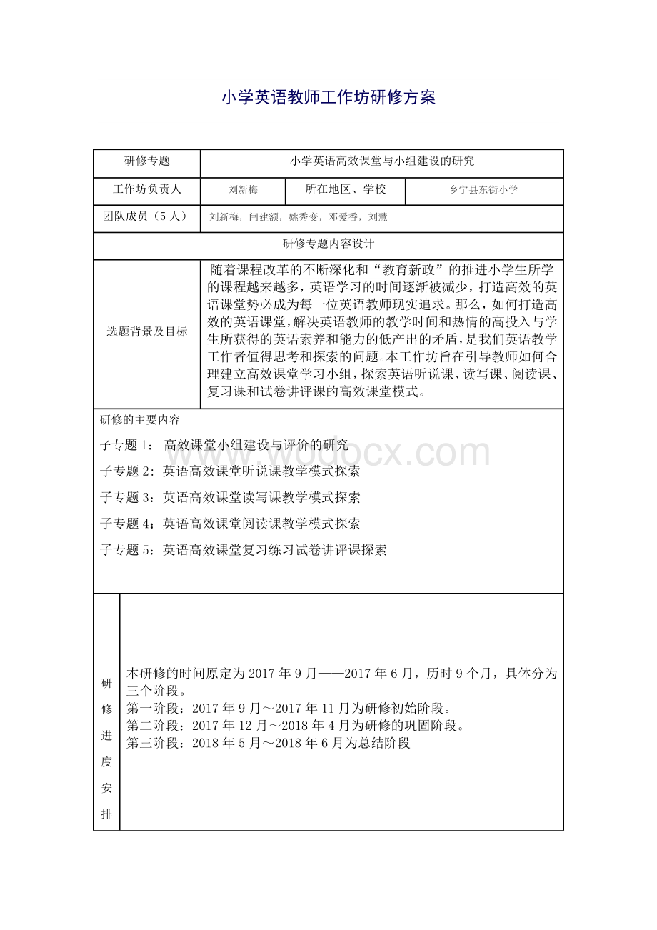 小学英语教师工作坊研修方案.docx_第1页