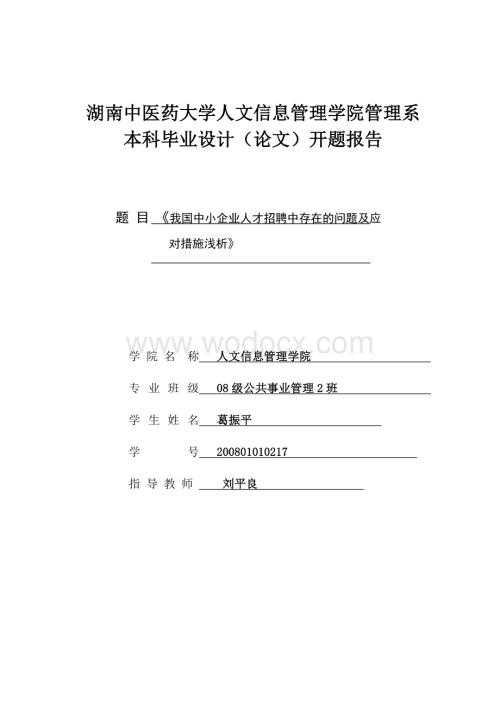 中小企业人才招聘中存在的问题及应对措施浅析.doc