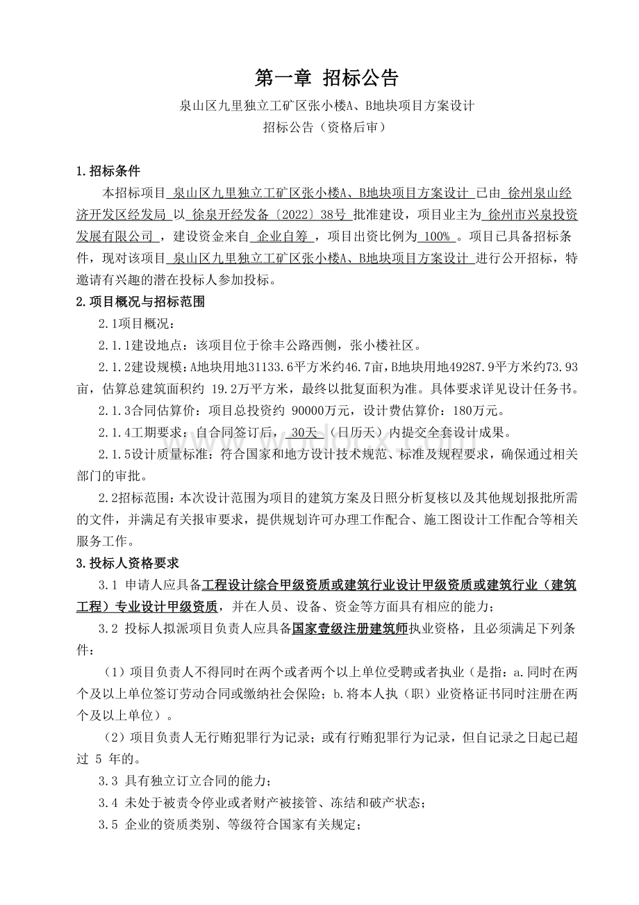 某地块项目方案设计工程招标文件.pdf_第2页