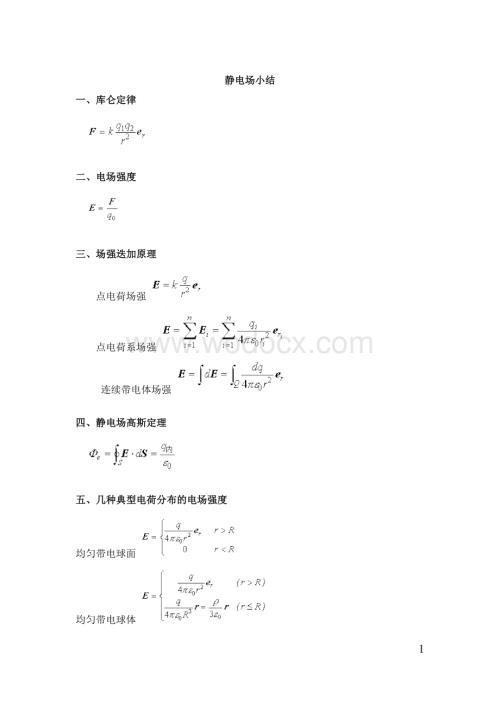 大学物理 电磁学公式全集.doc