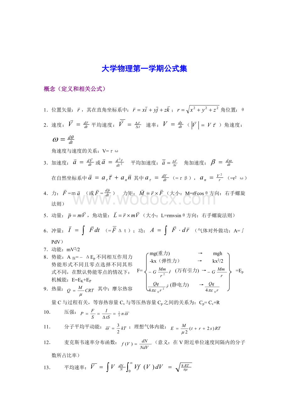 大学物理公式大全.doc_第1页