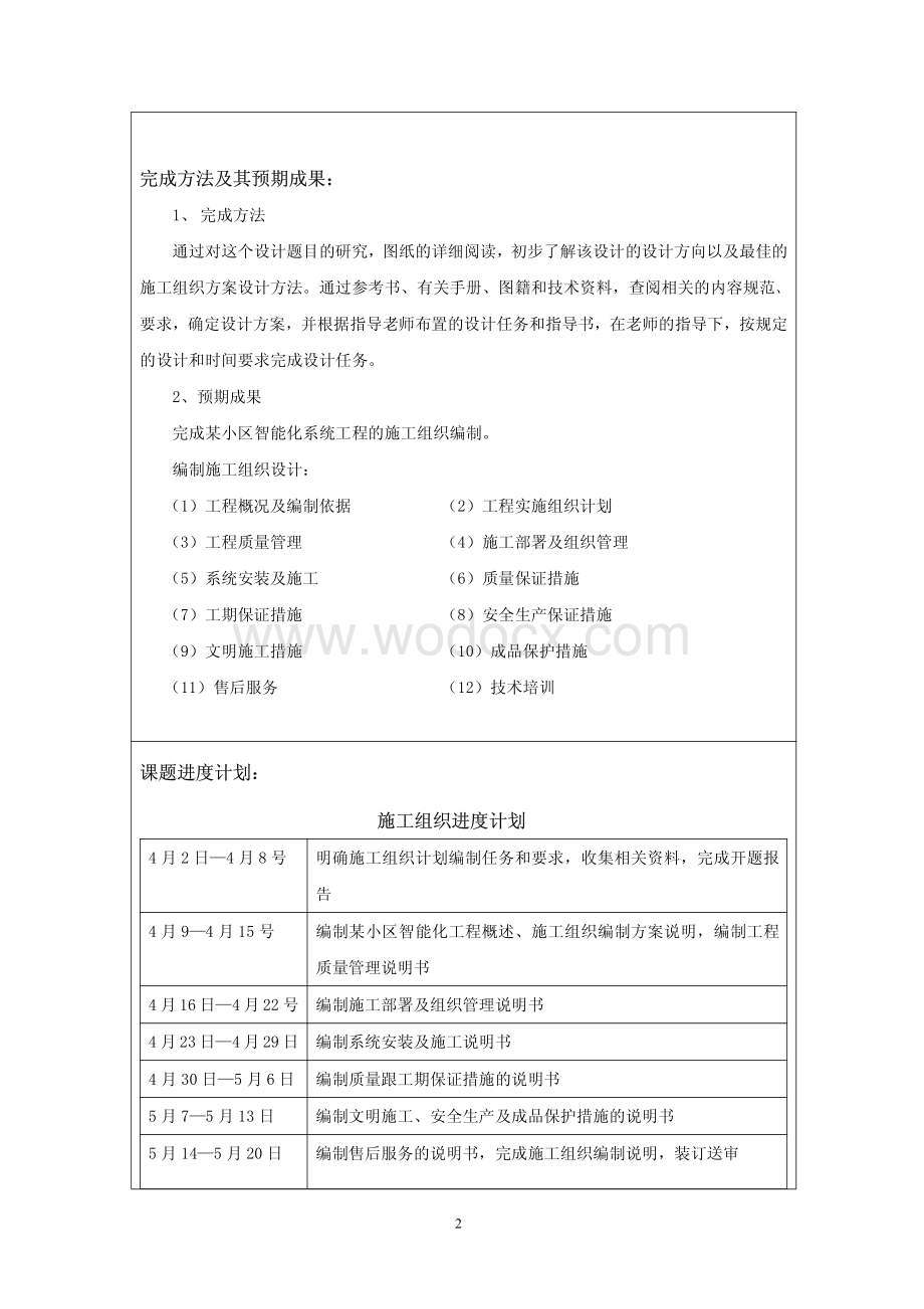 弱电施工组织设计开题报告.pdf_第2页